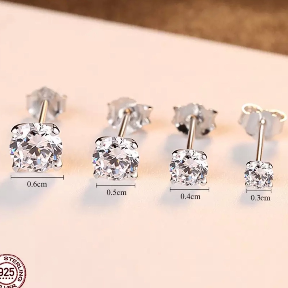 Sterling Silver 925 CZ Stud Earrings